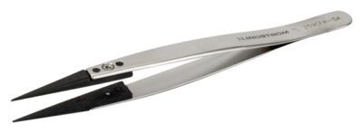 Pinzas de plástico de fibra de carbono con punta reemplazable y segura para ESD, estilo 259CFR, con puntas finas, puntiagudas y fuertes, 130 mm - 5,12"