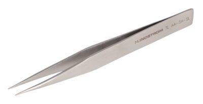 Pinzas gama económica de acero inoxidable estilo AA con puntas afiladas y finas, 130mm - 5.12"
